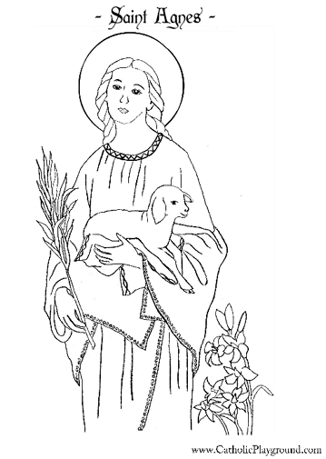 Saint Agnes coloring page: January 21st – Catholic Playground