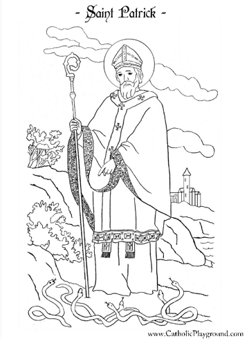 Saint Patrick coloring page March 17th Catholic Playground