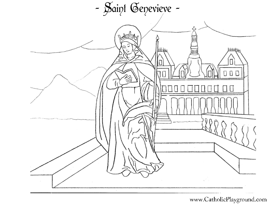 Saint Genevieve Coloring Page Catholic Playground